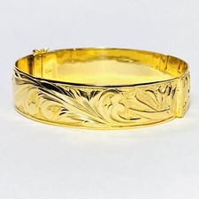 14K Yellow Gold 14mm Hawaiian Bird of Paradise Scroll 7.25