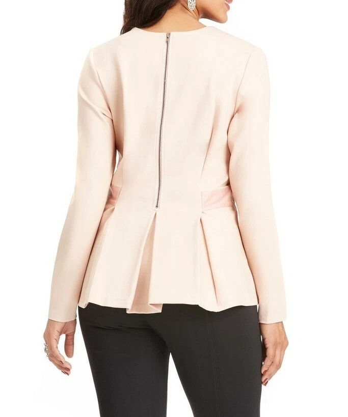 Blusa de mujer Mynt 1792 Ponte Peplum talla grande manga larga rosa humo talla X Foto 2 de 2