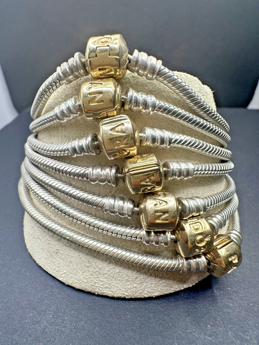 New Pandora Sterling Silver Snake Bracelet 14k Gold Plated Clasp - Picture 9 of 9