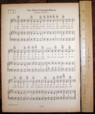 CORNELL UNIVERSITY Song c1929 Far Above Cayuga's Waters -- Original