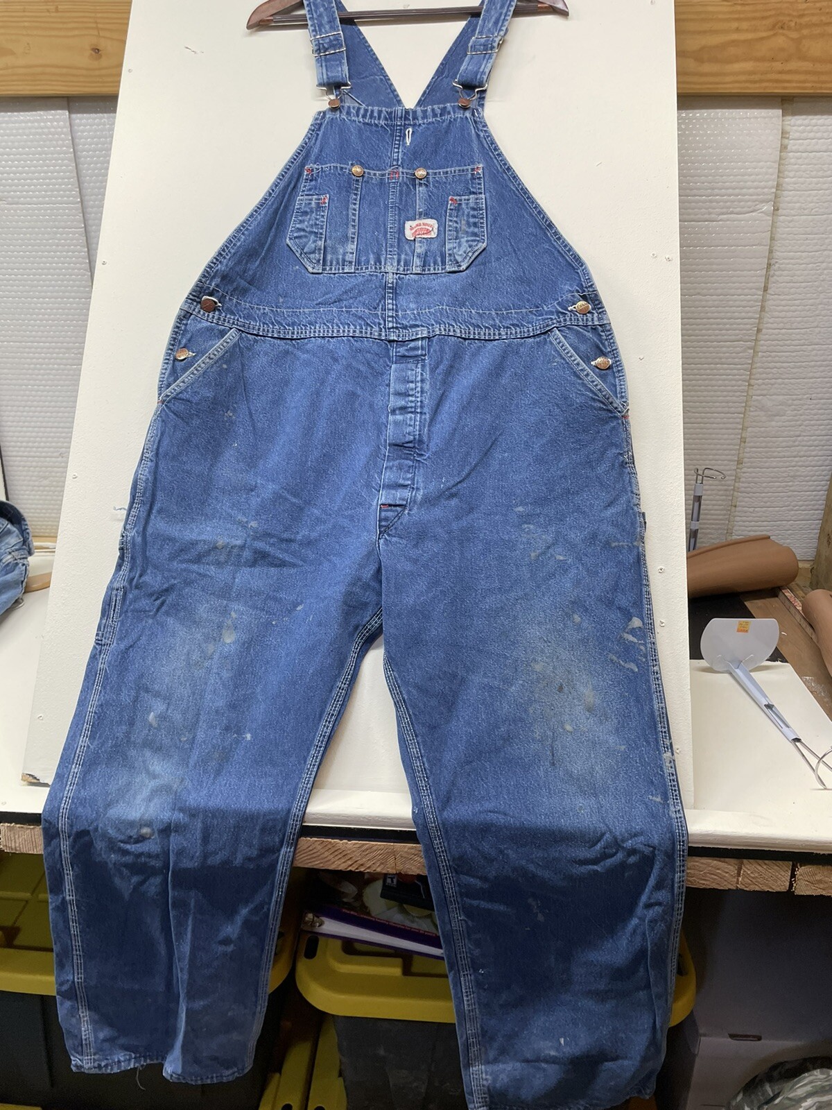 Roundhouse denim Distressed Grunge overalls Bibs Farmer size 44 x 30 eBay