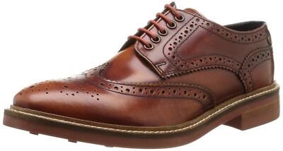 Base London Woburn Hi Shine Tan Leather Mens Formal Brogue Casual Shoes Boots