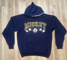Vintage Mickey Disney Hoodie Sweatshirt Sz Large Blue USA Made