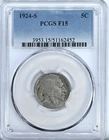 1924 S BUFFALO NICKEL F15 Graded PCGS FINE Nice Original Legible Coin 3953