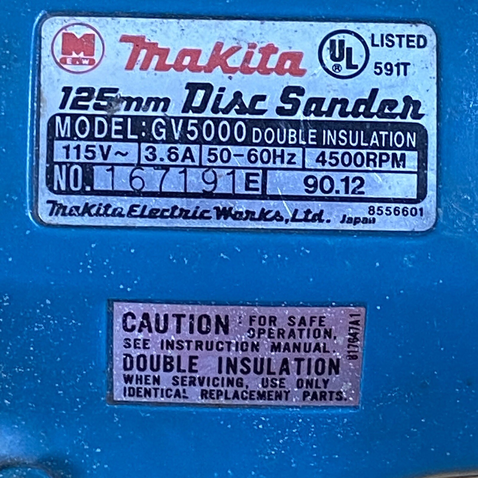 Makita GV5000 125 mm Disc Sander 115V 4500 Rpm Made In Japan eBay