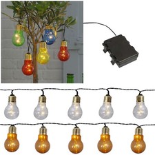 LED Party Lichterkette "GLOW" 5 Glühbirnen mit TIMER Batterie-Betrieb für Außen