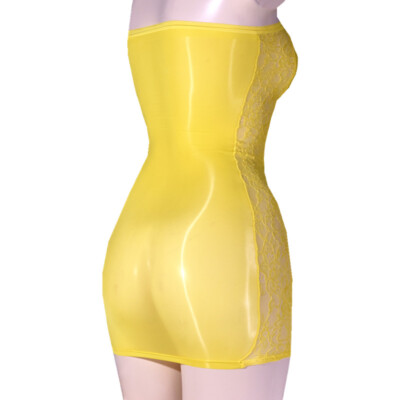 yellow latex bodycon dress Spell Breaker Latex Mini Dress Lemon