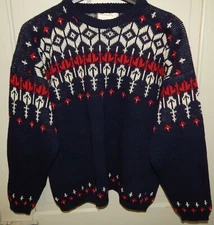 Vintage Figgjo of Norway 100% Virgin Wool Women's Sweater Navy Size 50 XXL
