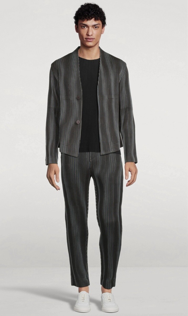 HOMME PLISSÉ ISSEY MIYAKE ダークグレー スラックス Homme Plissé Issey Miyake Tweed Pleats Suit 2 Pieces Brown 3