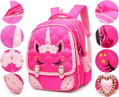 Cute Unicorn Face Diamond Sequins Waterproof Princess School  display picture 3