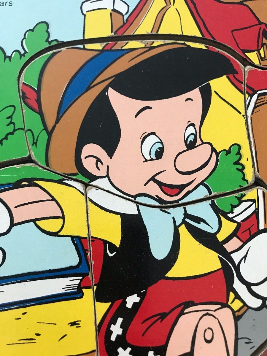 Vintage Playskool Pinocchio Wooden 8 Piece Puzzle 190-21 Walt