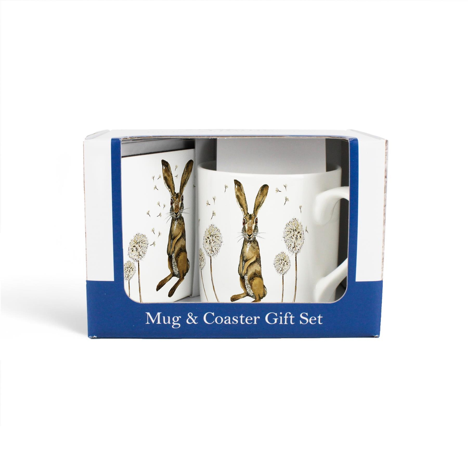 Hare Mug & Coaster Gift Set - Bone China/Cork Wildlife Animals Drinkware Present