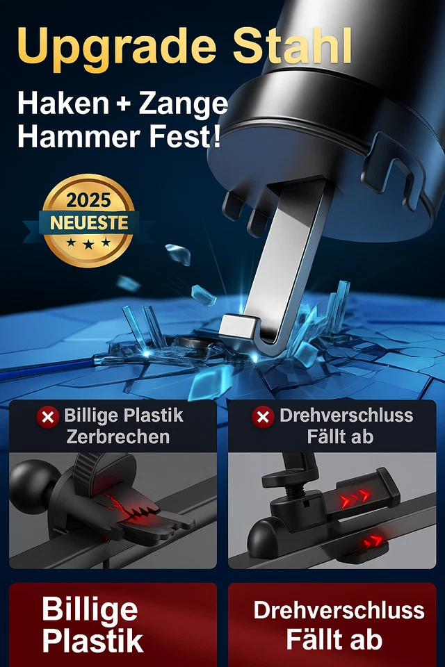 Handyhalterung Auto Handy Halterung Kfz Smartphone Halter Handyhalter 2in1 Set - Bild 3 von 4