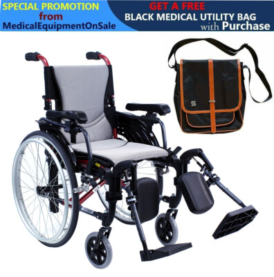 Karman S-Ergo305 16 INC Seat Lightweight Wheelchair Elevating Legrests in Silver