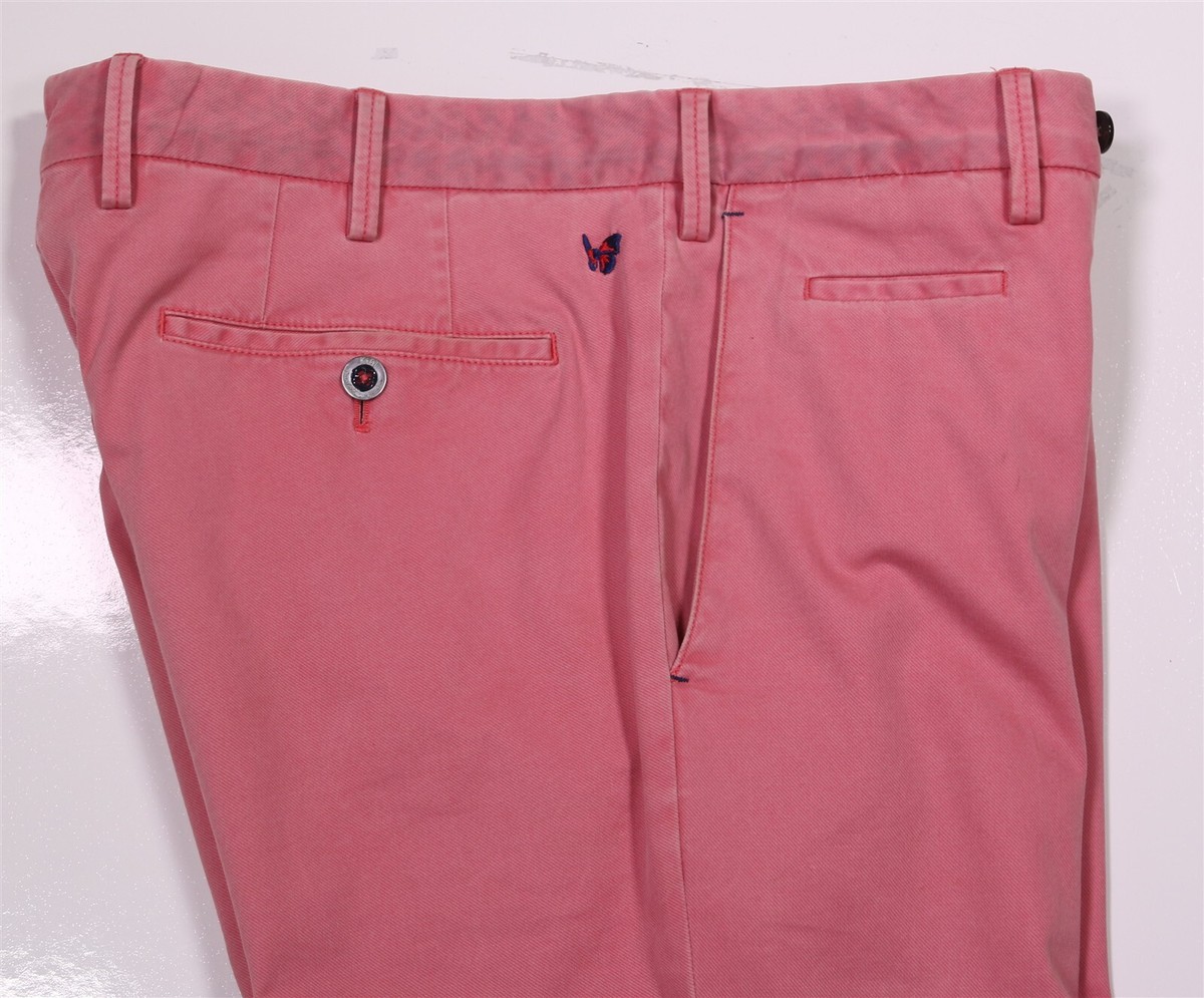 PT01 Super Slim-Fit Pink Cotton Stretch Flat Front Button
