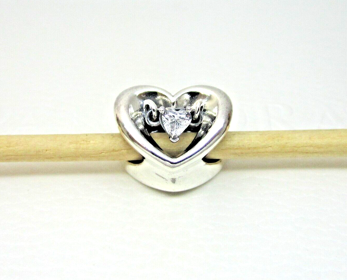 Authentic Pandora #792493C01 Radiant Heart Floating Stone Charm