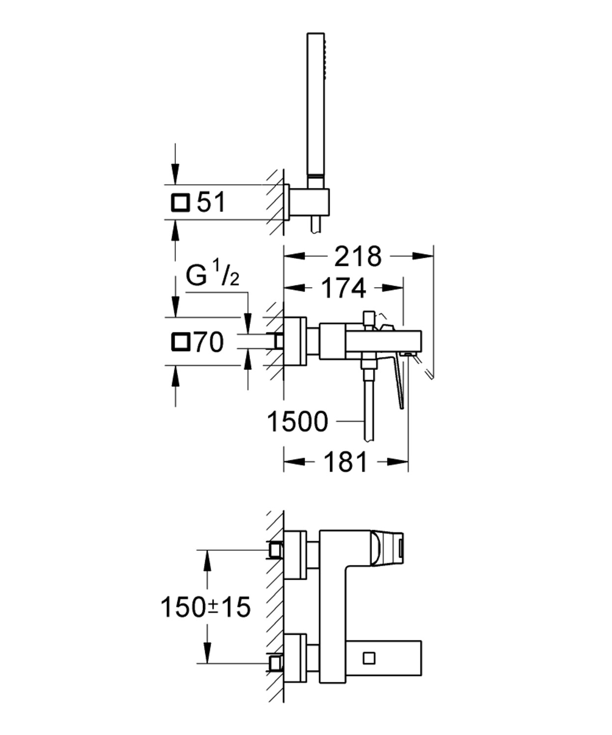 GROHE Eurocube Einhand-Wannenbatterie - Chrom (23141000) online 