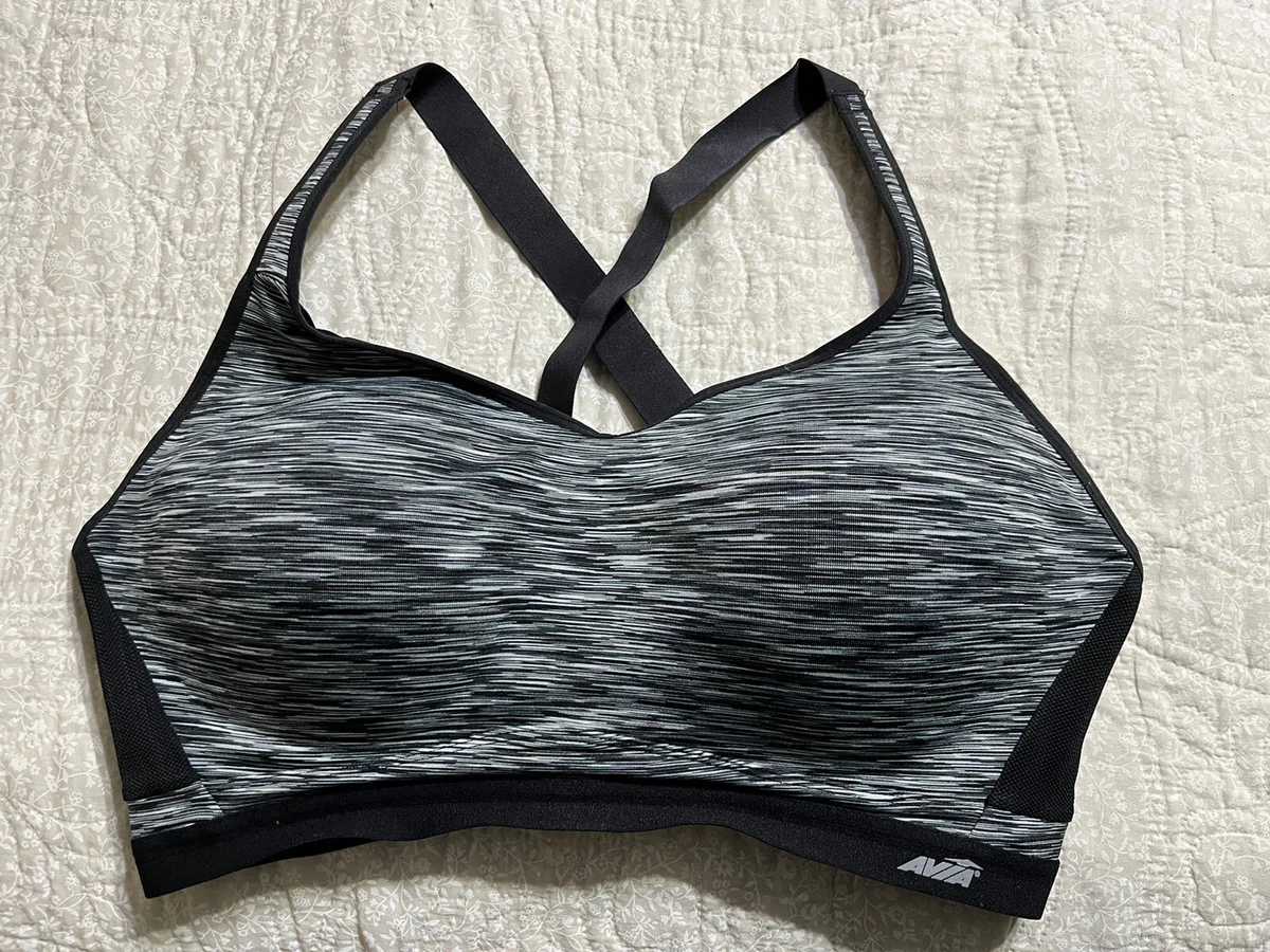 Avia sports bra 40DDD grey Black White molded cup hooking back