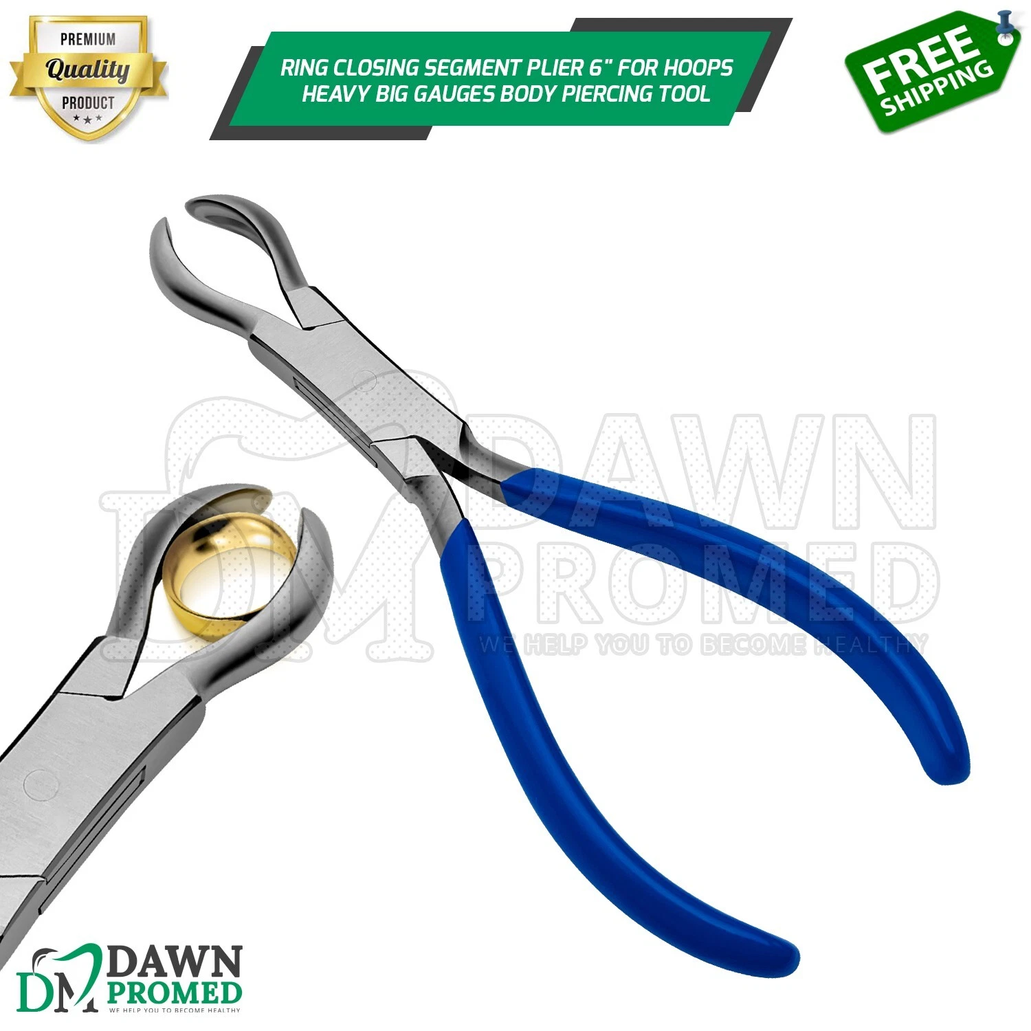 Ring Closing Segment Plier 6" For Hoops Heavy Big Gauges Body Piercing Tool - product detail image 1