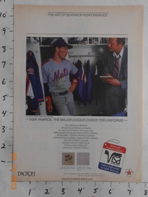 1986 Milliken Fabrics AD New York Mets MLB Baseball player Lenny Dykstra locker