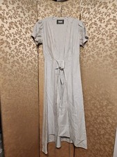 Reformation Gray White Multi-Color Striped JASMINE Wrap Dress Size Small S