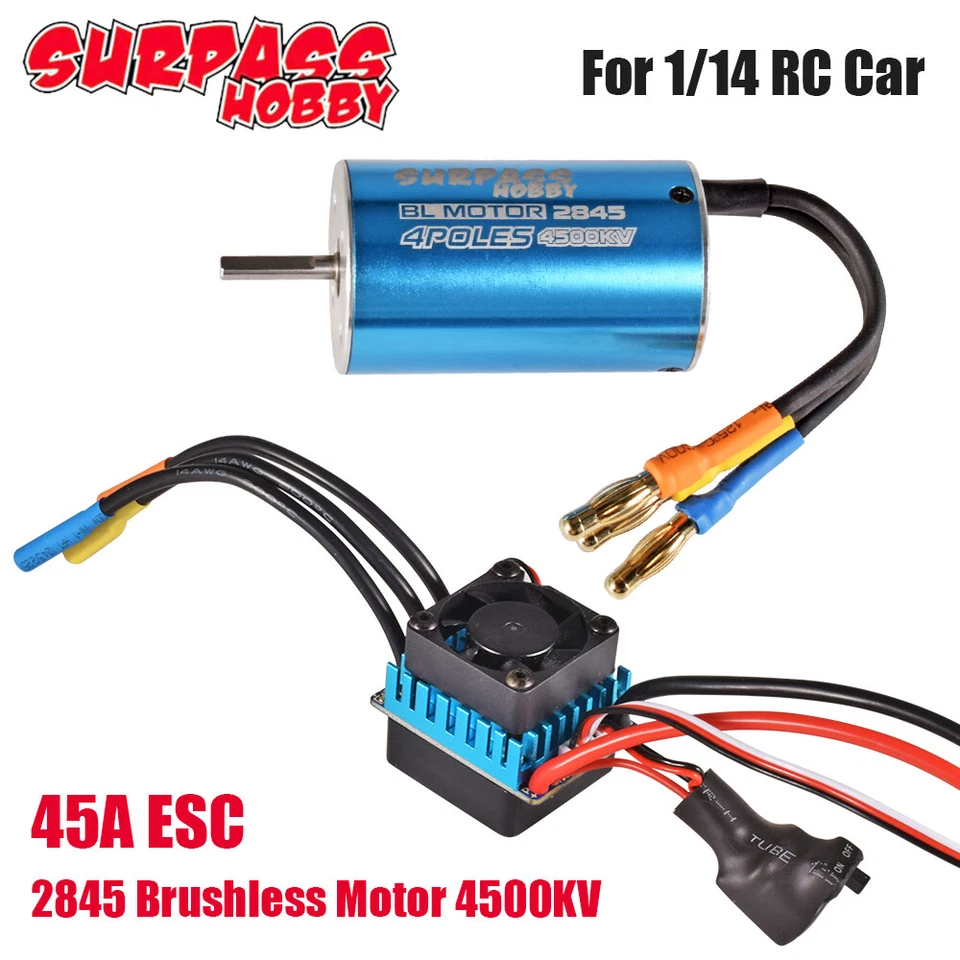 SURPASS HOBBY 2845 Bürstenloser Motor 4500KV 45A ESC für 1/14 RC Car Upgrade - Bild 2 von 4