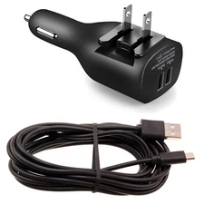 6ft Micro USB Cable 2-in-1 Car Home Charger Long Cord Travel Power for Tablets