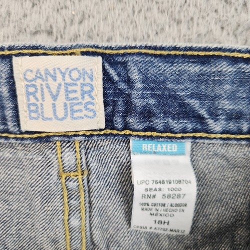 Y2K Boys Relaxed Fit Jeans Boys 18 Husky Straight Baggy Faded Adjustable Denim - Picture 11 of 12