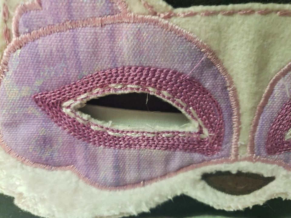 Pier One Fancy *FOX* Kids Fabric Halloween Costume Eye Mask Dress Up White Pink - Image 3 of 4