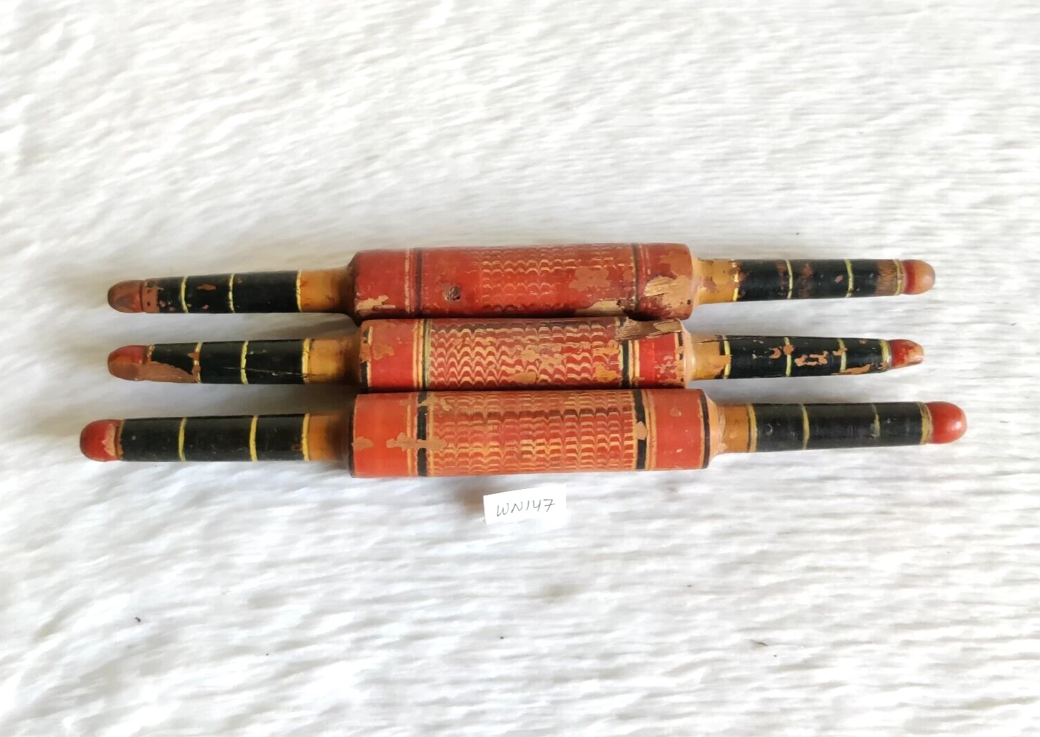 Antique Primitive Swirl Lacquered Bread Bakers Wooden Rolling Pin 3 Pcs WN147
Opens in a new window