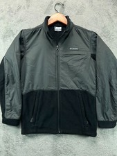 Columbia Steens Mountain Boys Large 14-16 Gray Jacket Black Fleece Softshell Zip