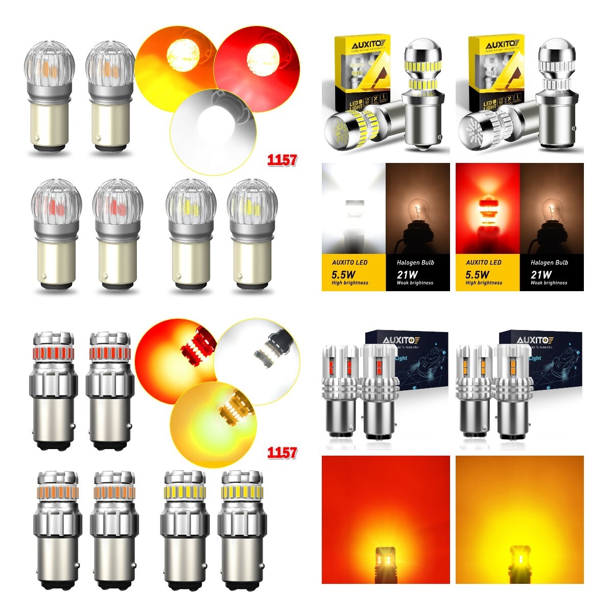 AUXITO 1157 LED Bulbs Tail Stop Brake Turn Signal Light 2057 2357 7528 BAY15D M