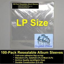 100 x Vinyl Album Crystal Clear Sleeves, Resealable, 850,000 sold, made in USA