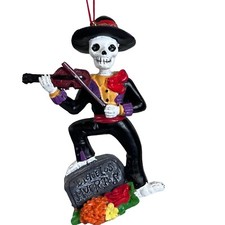 Day of the Dead Ornaments Mariachi Resin Dia de los Muertos 4"