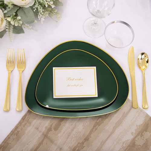 DaYammi 180pz Piatti Plastica Verde Oro Argenteria Set Stoviglie San Patrizio - Foto 8 di 9