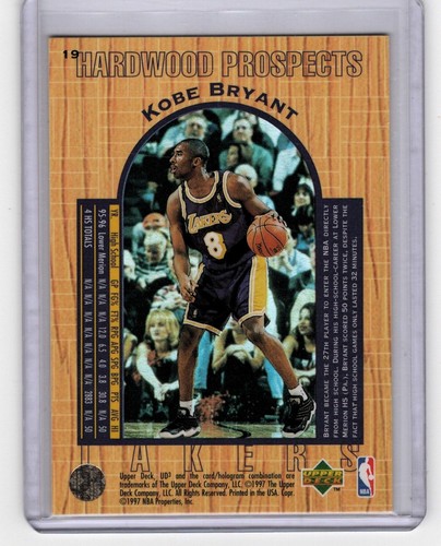 Kobe Bryant 1996-97 Upper Deck UD3 Rookie Hardwood Prospects RC Card 19 - Picture 2 of 2