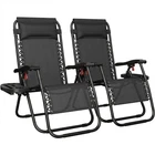 Set of 2 Zero Gravity Recliner Chairs Foldable Outdoor Patio Lounge w/Cupholders
