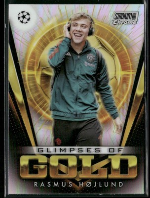Rasmus Højlund 2023-24 Stadium Club Chrome UEFA Glimpses of Gold #GG-RH