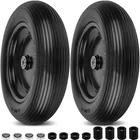 4.00-6 Flat Free Wheelbarrow Tires and Wheels, 13 13"-2P, Black-Flat