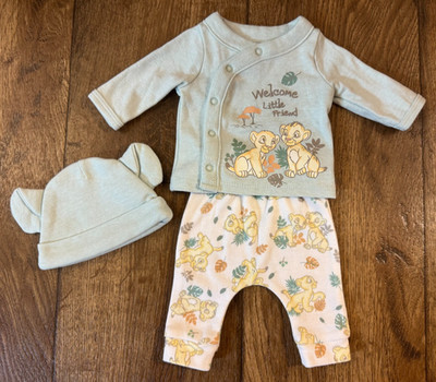 Disney Baby Wishes Dreams Preemie Lion King Outfit Shirt Pants Hat 3 PC Simba