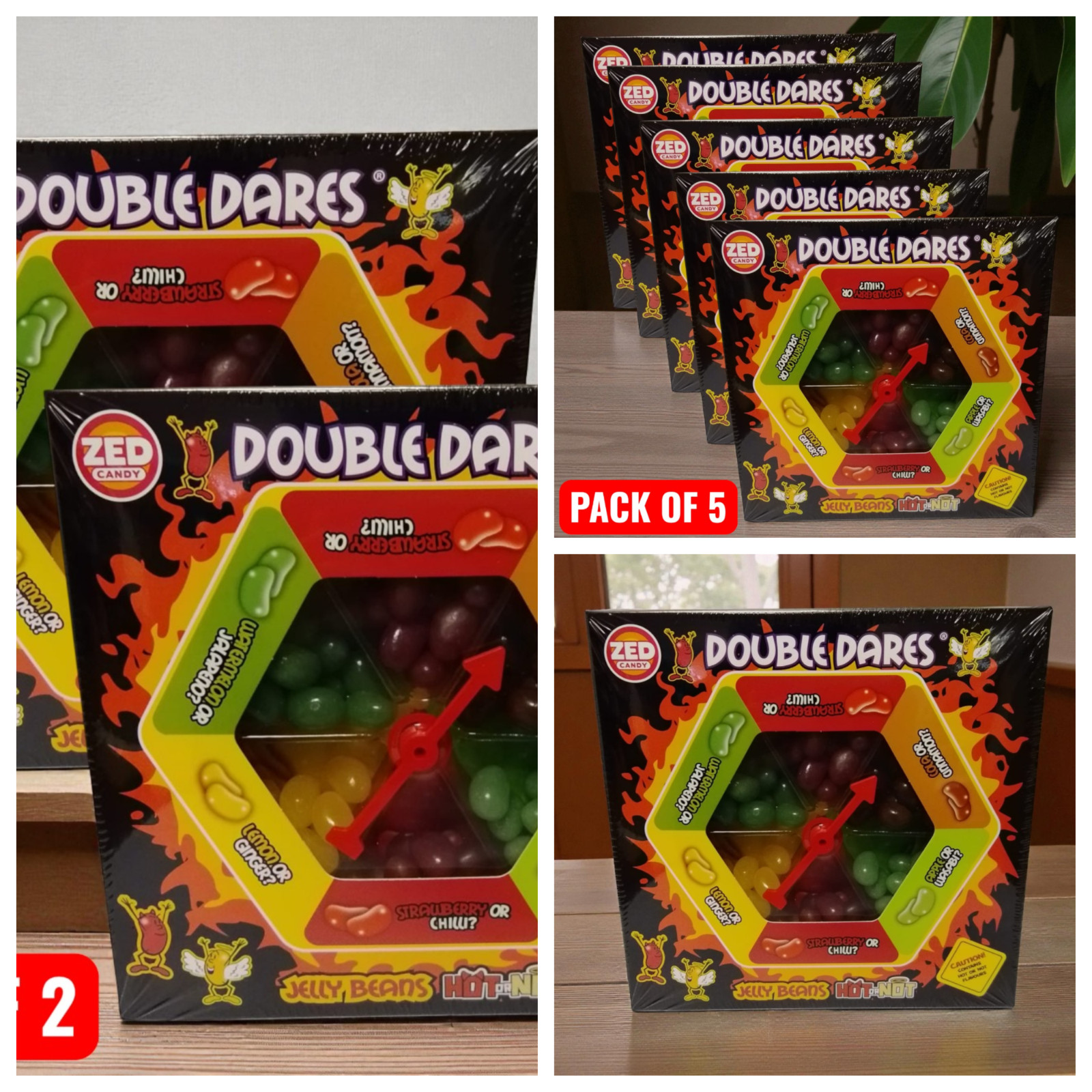 ZED Double Dares Hot & Not Jelly Beans Juego Chili Wasabi Jengibre Broma Regalo