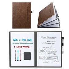 6 Sides Portable White Board 12x9 inch A4 - Notebook Design Dry Erase Small...