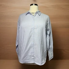 A New Day Blue Button-Up Shirt XXL Long Sleeve Stretch Cotton Blend NWT