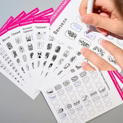 Nail Art Trainingskarten Zeichnungsvorlage Übungsblätter Pad Acrylfinger