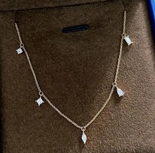 5 Ct Certified Treated Lovely White Diamond Chain Necklace In 925 Silver