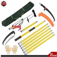 7.3-27FT Fiberglass Pole Hook Knife Yellow Manual Pole Saw Extendable Pruner