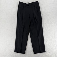 Tuxedo Dress Pants Mens 32x30 Black Pleated Straight Leg Formal Wedding Rayon