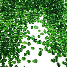 Green Glass Stones, 0.85LB/385g Aquarium Gravel Rocks, Green Aquarium Pebbles fo