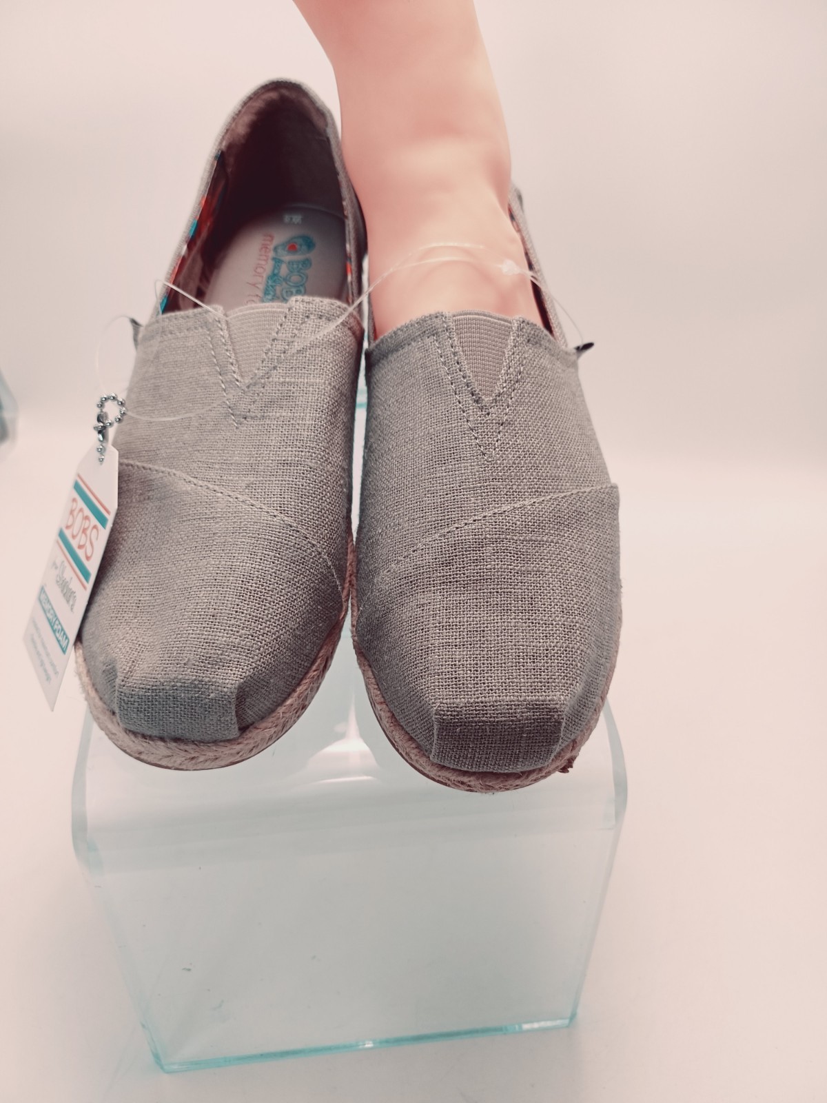 Skechers Womens Bobs Taupe Wedge Espadrilles Comfort Size 8M 7g5