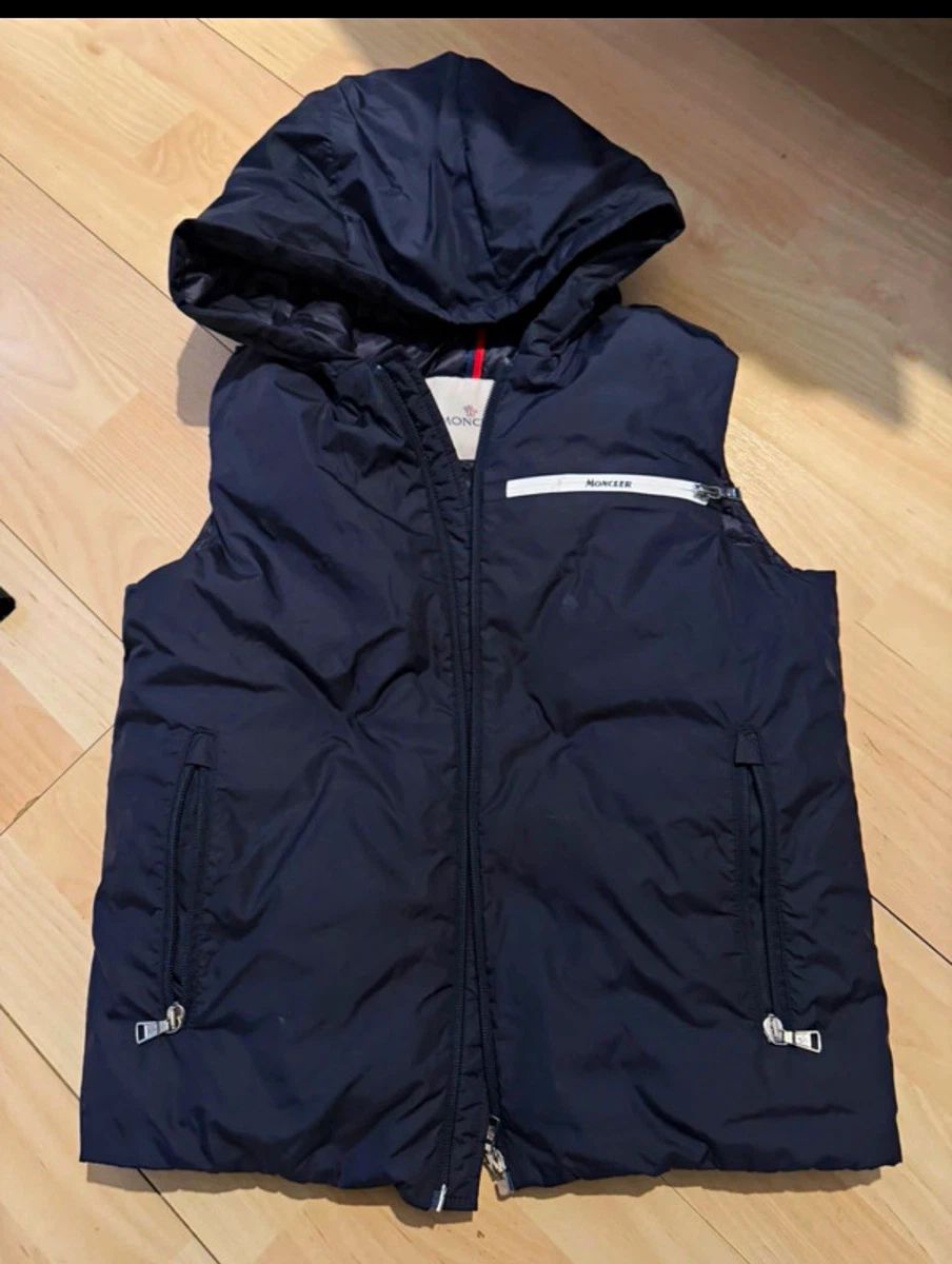 Moncler Alexios Hooded Down Gilet Blue 11-12Y Full Zip Pockets Nylon